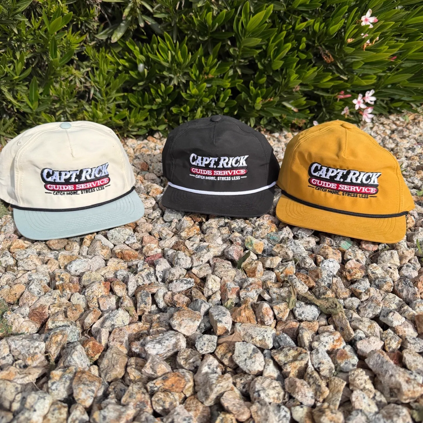 Embroidered Hats — 1 Design, 3 Colorways for @rickharrisfishing by Colorblox Merch in Gilbert AZ